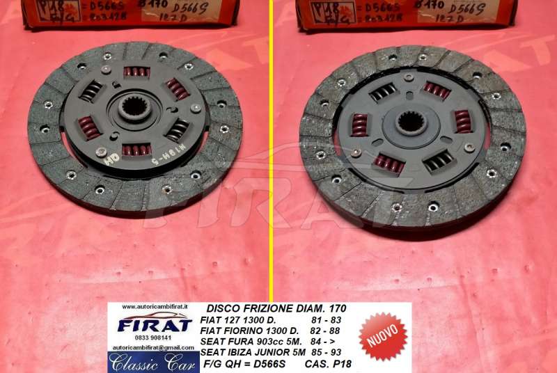 DISCO FRIZIONE FIAT 127 D - FIORINO D DIAM.170 (QH) - Clicca l'immagine per chiudere